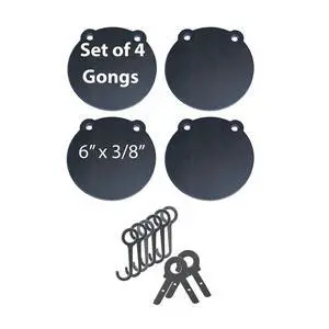 TSG-GG64 Set of Four AR500 6" x 3/8" Steel Shooting Target Gong Laser Cut & Accessories TSG-GG64 Set of Four AR500 6" x 3/8" Steel Shooting Target Gong Laser Cut & Accessories