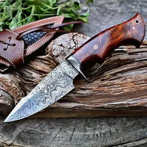 Predator Hunter - Patented Handmade Damascus Steel Fixed Blade Hunting Knife 10" - Walnut Wood Handle & Leather Sheath - Bushcraft Outdoor Skinning & Survival Knife - Collector Men Gifts Predator Hunter - Patented Handmade Damascus Steel Fixed Blade Hunting Knife 10" - Walnut Wood Handle & Leather Sheath - Bushcraft Outdoor Skinning & Survival Knife - Collector Men Gifts