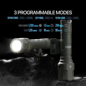 Rifle Light 1200LM 22500Candela WL25 Tactical AR Flashlight LED Outdoor Light with Pressure Switch & Picatinny/Mlock Rail Mount, 3 Modes - High/Low/Strobe (Pic & Mlok-Khaki) Rifle Light 1200LM 22500Candela WL25 Tactical AR Flashlight LED Outdoor Light with Pressure Switch & Picatinny/Mlock Rail Mount, 3 Modes - High/Low/Strobe (Pic & Mlok-Khaki)