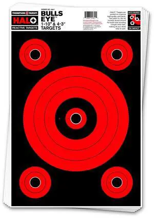 Halo Bullseye 10" & 3" - High Visibility Reactive Splatter 12.5x19 Inch Shooting Targets for Rifle and Pistol Range Training - Made in the USA Halo Bullseye 10" & 3" - High Visibility Reactive Splatter 12.5x19 Inch Shooting Targets for Rifle and Pistol Range Training - Made in the USA
