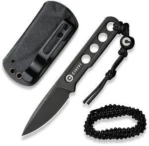 Circulus Fixed blade knife, 1.96" Cutting Edge Black Stonewashed 10Cr15CoMoV Steel with A Black Kydex Sheath, A Nylon Lanyard with Titanium Bead C22012-1 Circulus Fixed blade knife, 1.96" Cutting Edge Black Stonewashed 10Cr15CoMoV Steel with A Black Kydex Sheath, A Nylon Lanyard with Titanium Bead C22012-1