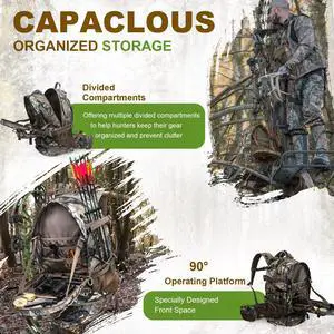 Hunting Backpack, Durable Camo Hunting Packs for Men, Large Capacity Hunting Day Pack for Rifle Bow Gun Hunting Backpack, Durable Camo Hunting Packs for Men, Large Capacity Hunting Day Pack for Rifle Bow Gun