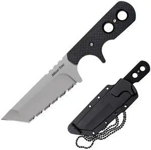 Mini Tac Tanto 3.75" AUS8A Razor-Sharp Blade 3" Griv-Ex Handle Tactical Fixed Blade Neck Knife w/Secure-Ex Sheath Mini Tac Tanto 3.75" AUS8A Razor-Sharp Blade 3" Griv-Ex Handle Tactical Fixed Blade Neck Knife w/Secure-Ex Sheath
