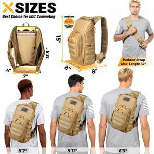 DBTAC Tactical Personal Defense EDC Bags & Packs | 10L Military Shoulder Backpack with Sling for Concealed Carry, Range, Travel, Hiking, Outdoor Sports (Brown) DBTAC Tactical Personal Defense EDC Bags & Packs | 10L Military Shoulder Backpack with Sling for Concealed Carry, Range, Travel, Hiking, Outdoor Sports (Brown)