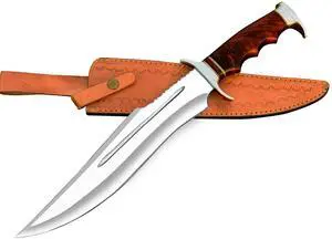 Handmade Large Bowie Knife, Full Tang Fixed Blade with Sheath, Rosewood Handle, for Camping, Hiking, Survival 17 Inch Handmade Large Bowie Knife, Full Tang Fixed Blade with Sheath, Rosewood Handle, for Camping, Hiking, Survival 17 Inch