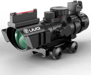 Prism 4x32 Red/Green/Blue Triple Illuminated Rapid Range Reticle Rifle Scope W/Top Fiber Optic Sight and Weaver Slots Prism 4x32 Red/Green/Blue Triple Illuminated Rapid Range Reticle Rifle Scope W/Top Fiber Optic Sight and Weaver Slots