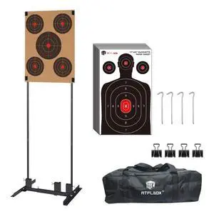 Shooting Target Stand with 10pcs 17x25 Inch Paper Targets, Durable Paper Target Holder with Stable Adjustable Base for Cardboard Silhouette, H Shape, USPSA/IPSC, IDPA Practice Shooting Target Stand with 10pcs 17x25 Inch Paper Targets, Durable Paper Target Holder with Stable Adjustable Base for Cardboard Silhouette, H Shape, USPSA/IPSC, IDPA Practice