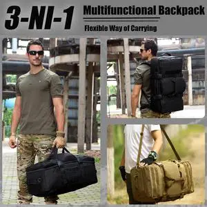 Tactical Travel Backpack 60L Military MOLLE Duffel Bag (Rain Cover & Patch Included) Tactical Travel Backpack 60L Military MOLLE Duffel Bag (Rain Cover & Patch Included)