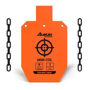 AR500 Steel Targets Combo with Metal Chains, 3/8 Thick Metal Gong Silhouette Targets for Outdoor Range and Shooting Practice, Neon Orange Color AR500 Steel Targets Combo with Metal Chains, 3/8 Thick Metal Gong Silhouette Targets for Outdoor Range and Shooting Practice, Neon Orange Color