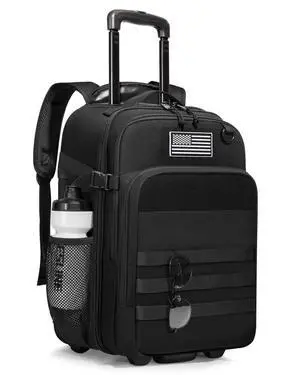 Rolling Tactical Laptop Backpack, Underseat Travel Backpack | Wheeled Carry-On Luggage, 17" Laptop Sleeve, 4 Expandable Pockets, Molle Loop Panel, 3 Carrying Options, Lockable Zipper Rolling Tactical Laptop Backpack, Underseat Travel Backpack | Wheeled Carry-On Luggage, 17" Laptop Sleeve, 4 Expandable Pockets, Molle Loop Panel, 3 Carrying Options, Lockable Zipper