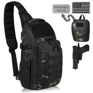 DBTAC Tactical Personal Defense EDC Bags & Packs | 10L Military Shoulder Backpack with Sling for Concealed Carry, Range, Travel, Hiking, Outdoor Sports (Charcoal Camo) DBTAC Tactical Personal Defense EDC Bags & Packs | 10L Military Shoulder Backpack with Sling for Concealed Carry, Range, Travel, Hiking, Outdoor Sports (Charcoal Camo)