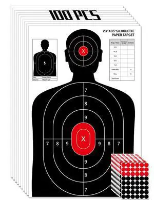 23x35 Inch Shooting Targets - High-Visibility Silhouette Paper for Range Training - Compatible with Pistol Rifle Shotgun Airgun BB Gun - Reusable with Adhesive Patches for Indoor/Outdoor 23x35 Inch Shooting Targets - High-Visibility Silhouette Paper for Range Training - Compatible with Pistol Rifle Shotgun Airgun BB Gun - Reusable with Adhesive Patches for Indoor/Outdoor
