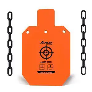 AR500 Steel Targets Combo with Metal Chains, 3/8 Thick Metal Gong Silhouette Targets for Outdoor Range and Shooting Practice, Neon Orange Color AR500 Steel Targets Combo with Metal Chains, 3/8 Thick Metal Gong Silhouette Targets for Outdoor Range and Shooting Practice, Neon Orange Color