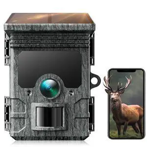 Solar Trail Camera WiFi Bluetooth - 4K 85MP Game Camera with 2500mAh Built-in Battery, Rechargeable Trail Cam with Night Vision Motion Activated IP66, Wildlife Cameras Deer Cams for Outdoor Backyard Solar Trail Camera WiFi Bluetooth - 4K 85MP Game Camera with 2500mAh Built-in Battery, Rechargeable Trail Cam with Night Vision Motion Activated IP66, Wildlife Cameras Deer Cams for Outdoor Backyard