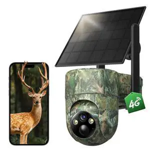 Cellular Trail Camera, 4G LTE SIM Card Included, Solar Game Cellular Camera, 2K 360° View Live Streaming, 2K Color Night Vision Motion Activated, IP66 for Wildlife, 1 Pack Cellular Trail Camera, 4G LTE SIM Card Included, Solar Game Cellular Camera, 2K 360° View Live Streaming, 2K Color Night Vision Motion Activated, IP66 for Wildlife, 1 Pack
