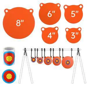 1/2 3/8 Inch Thick Ar500 Steel Target Combo Set, Gong with 100 Paper Targets & Hanging Kit, Neon Color, Hooks, Lock Pins, Leg Brackets for 1 Inch Od EMT Conduit 1/2 3/8 Inch Thick Ar500 Steel Target Combo Set, Gong with 100 Paper Targets & Hanging Kit, Neon Color, Hooks, Lock Pins, Leg Brackets for 1 Inch Od EMT Conduit