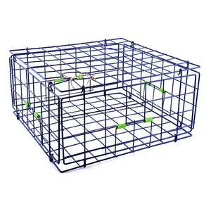 24" Fold-Up Pacific Coast Crab Trap | Vinyl-Coated Steel Wire, Foldable, Easy Storage & Transport | 4 Entrance Doors & 2 Escape Rings | Blue 24" Fold-Up Pacific Coast Crab Trap | Vinyl-Coated Steel Wire, Foldable, Easy Storage & Transport | 4 Entrance Doors & 2 Escape Rings | Blue