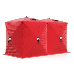 Insulated Pop-Up Ice Fishing Tent, 6-8 Person Portable Hub-Style Tent, Windproof Thermal Shanty with Hub Design, 420D 3-Layer Fabric for Winter Fishing Insulated Pop-Up Ice Fishing Tent, 6-8 Person Portable Hub-Style Tent, Windproof Thermal Shanty with Hub Design, 420D 3-Layer Fabric for Winter Fishing