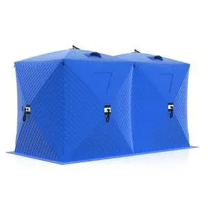 Insulated Pop-Up Ice Fishing Tent, 6-8 Person Portable Hub-Style Tent, Windproof Thermal Shanty with Hub Design, 420D 3-Layer Fabric for Winter Fishing Insulated Pop-Up Ice Fishing Tent, 6-8 Person Portable Hub-Style Tent, Windproof Thermal Shanty with Hub Design, 420D 3-Layer Fabric for Winter Fishing
