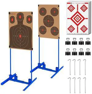 Shooting Target Stand with 10pcs 17x25 Inch Sight in Paper Targets, Durable Paper Target Holder with Stable Adjustable Base for Cardboard Silhouette, H Shape, IPSC, IDPA Practice Shooting Target Stand with 10pcs 17x25 Inch Sight in Paper Targets, Durable Paper Target Holder with Stable Adjustable Base for Cardboard Silhouette, H Shape, IPSC, IDPA Practice