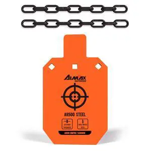 AR500 Steel Targets Combo with Metal Chains, 3/8 Thick Metal Gong Silhouette Targets for Outdoor Range and Shooting Practice, Neon Orange Color AR500 Steel Targets Combo with Metal Chains, 3/8 Thick Metal Gong Silhouette Targets for Outdoor Range and Shooting Practice, Neon Orange Color