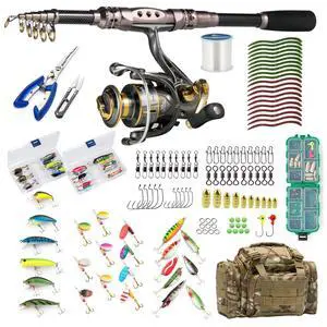 Fishing Rod and Reel Combos 125-Pieces Telescopic Spinning Pole Reel Gear Equipment Set with Tackle Bag for Adult Collapsible Travel Complete Fishing Set Men Starter Freshwater Saltwater Fishing Rod and Reel Combos 125-Pieces Telescopic Spinning Pole Reel Gear Equipment Set with Tackle Bag for Adult Collapsible Travel Complete Fishing Set Men Starter Freshwater Saltwater