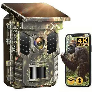 4K 64MP Solar Trail Camera with WiFi & Bluetooth - 0.2s Fast Trigger, No Subscription, Night Vision Motion-Activated, Rechargeable Game Camera for Wildlife & Deer Outdoor Use, IP66 Waterproof 4K 64MP Solar Trail Camera with WiFi & Bluetooth - 0.2s Fast Trigger, No Subscription, Night Vision Motion-Activated, Rechargeable Game Camera for Wildlife & Deer Outdoor Use, IP66 Waterproof