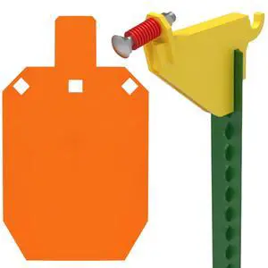 1/2" Thick AR500 Steel Target & T-Post Target Hanger - Fits Targets on Both Ends 1/2" Thick AR500 Steel Target & T-Post Target Hanger - Fits Targets on Both Ends
