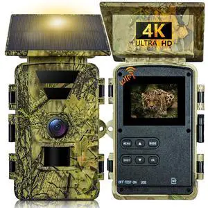 Solar Trail Camera, 4K WiFi Game Camera, 5200mAh Forever Power, 32GB SD Card, IP66 Waterproof,120° Wide Angle Night Vision for Outdoor Detection, Monitoring Trail Cameras Solar Trail Camera, 4K WiFi Game Camera, 5200mAh Forever Power, 32GB SD Card, IP66 Waterproof,120° Wide Angle Night Vision for Outdoor Detection, Monitoring Trail Cameras