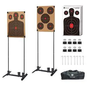 Shooting Target Stand with 10pcs 17x25 Inch Paper Targets, Durable Paper Target Holder with Stable Adjustable Base for Cardboard Silhouette, H Shape, USPSA/IPSC, IDPA Practice Shooting Target Stand with 10pcs 17x25 Inch Paper Targets, Durable Paper Target Holder with Stable Adjustable Base for Cardboard Silhouette, H Shape, USPSA/IPSC, IDPA Practice