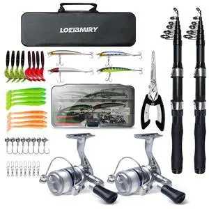 Fishing Rod Reel Combo - 2PCS 6.89ft Collapsible Rods 2PCS Spinning Reels Lures Set Fishing Pliers Carrier Bag for Travel Saltwater Freshwater Fishing Telescopic Fishing Pole Kit Fishing Rod Reel Combo - 2PCS 6.89ft Collapsible Rods 2PCS Spinning Reels Lures Set Fishing Pliers Carrier Bag for Travel Saltwater Freshwater Fishing Telescopic Fishing Pole Kit