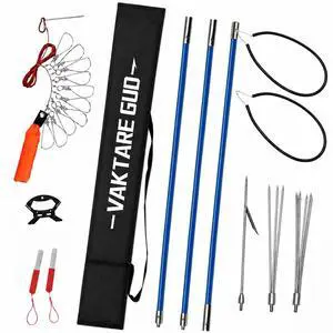 Hawaiian Sling Fishing Spear Set Fiberglass Spearfishing Pole Spear with 3 Replaceable Stainless Steel Tips, Fish Line Holder, Sharpening Files, and Carry Bag Hawaiian Sling Fishing Spear Set Fiberglass Spearfishing Pole Spear with 3 Replaceable Stainless Steel Tips, Fish Line Holder, Sharpening Files, and Carry Bag