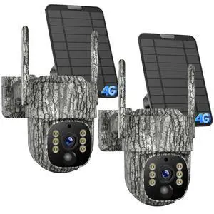 4G LTE Trail Camera 2 Pack, 360° View Cellular Hunting Camera with Live Streaming, 2.5K Game Camera Solar Powered, Night Vision, Motion Activated, Two-Way Audio Wildlife Cam 4G LTE Trail Camera 2 Pack, 360° View Cellular Hunting Camera with Live Streaming, 2.5K Game Camera Solar Powered, Night Vision, Motion Activated, Two-Way Audio Wildlife Cam