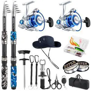 Fishing Pole Combo, 6.9ft Telescopic Rods Set, Collapsible Fishing Rods 2PCS Spinning Reel Set with Carrier Bag Freshwater Fishing Rod and Reel Combos Kits Fishing Pole Combo, 6.9ft Telescopic Rods Set, Collapsible Fishing Rods 2PCS Spinning Reel Set with Carrier Bag Freshwater Fishing Rod and Reel Combos Kits