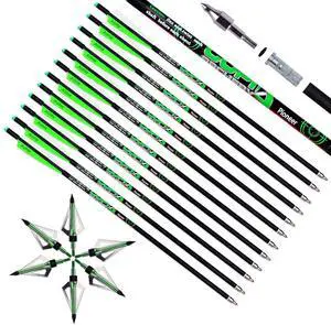 Crossbow Bolts 20 22 Inch Carbon Archery Arrows 12 Pack and 6 Pack Hunting Broadheads kit Crossbow Bolts 20 22 Inch Carbon Archery Arrows 12 Pack and 6 Pack Hunting Broadheads kit