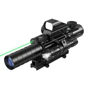 3-9x32 Scope Combo with Dual Illuminated Scope Optics & 4 Holographic Reticle Red/Green Dot Sight & IIIA/2MW Laser Sight Rangefinder Illuminated Reflex Sight & 20mm Mount 3-9x32 Scope Combo with Dual Illuminated Scope Optics & 4 Holographic Reticle Red/Green Dot Sight & IIIA/2MW Laser Sight Rangefinder Illuminated Reflex Sight & 20mm Mount