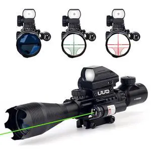 4-16x50 Tactical Rifle Scope Red/Green Illuminated Range Finder Reticle W/Laser Sight and Holographic Reflex Dot Sight 4-16x50 Tactical Rifle Scope Red/Green Illuminated Range Finder Reticle W/Laser Sight and Holographic Reflex Dot Sight