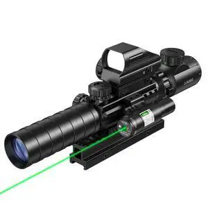 3-9x32 Scope Combo with Dual Illuminated Scope Optics & 4 Holographic Reticle Red/Green Dot Sight & IIIA/2MW Laser Sight Rangefinder Illuminated Reflex Sight & 20mm Mount 3-9x32 Scope Combo with Dual Illuminated Scope Optics & 4 Holographic Reticle Red/Green Dot Sight & IIIA/2MW Laser Sight Rangefinder Illuminated Reflex Sight & 20mm Mount