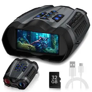 Night Vision Goggles, 4K Infrared Binoculars with Camera, 9 Gear Night Vision with 5000mAh Battery, 16X Digital Zoom Nightvision with 32GB TF Card, 3.5" HD Binoculars Gift for Mens Night Vision Goggles, 4K Infrared Binoculars with Camera, 9 Gear Night Vision with 5000mAh Battery, 16X Digital Zoom Nightvision with 32GB TF Card, 3.5" HD Binoculars Gift for Mens