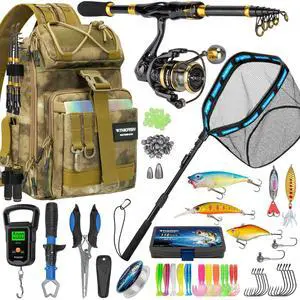 Telescoping Fishing Rod and Reel Combo with Backpack, Carbon Fiber Travel Fishing Pole Spinning Reel Kit with Fishing Lures, Fishing Tools Kit for Men Telescoping Fishing Rod and Reel Combo with Backpack, Carbon Fiber Travel Fishing Pole Spinning Reel Kit with Fishing Lures, Fishing Tools Kit for Men