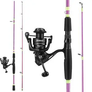 Fishing Rod Combo, 2-Piece 6-Foot Graphite & Fiberglass Rod with Anti-Reverse Spinning Fishing Reel Fishing Rod Combo, 2-Piece 6-Foot Graphite & Fiberglass Rod with Anti-Reverse Spinning Fishing Reel
