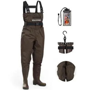 Fishing Waders for Men Women - 2-Ply Nylon/PVC Waterproof Hunting Chest Waders with Boot Hanger&Phone Case, Size9-13 Fishing Waders for Men Women - 2-Ply Nylon/PVC Waterproof Hunting Chest Waders with Boot Hanger&Phone Case, Size9-13