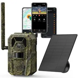 ® Cellular Trail Camera 4G Wild Game Cameras 13,000 mAh Battery Solar Panel 2K Audible Video No-Glow IR Night Vision IP66 Waterproof for Wildlife Deer Monitoring Home Security (Green) ® Cellular Trail Camera 4G Wild Game Cameras 13,000 mAh Battery Solar Panel 2K Audible Video No-Glow IR Night Vision IP66 Waterproof for Wildlife Deer Monitoring Home Security (Green)