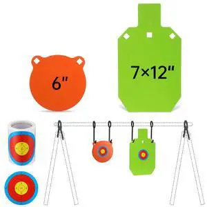 1/2 3/8 Inch Thick Ar500 Steel Target Combo Set, Gong with 100 Paper Targets & Hanging Kit, Neon Color, Hooks, Lock Pins, Leg Brackets for 1 Inch Od EMT Conduit 1/2 3/8 Inch Thick Ar500 Steel Target Combo Set, Gong with 100 Paper Targets & Hanging Kit, Neon Color, Hooks, Lock Pins, Leg Brackets for 1 Inch Od EMT Conduit
