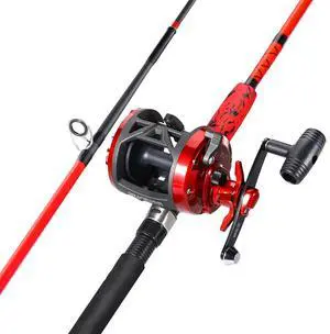 Conventional Reel and Fishing Rod Combo Medium Heavy Fiberglass Rod, Heavy Duty Catfish Trolling Reel Combo for Catfish Salmon and Steelhead 6/7ft Conventional Reel and Fishing Rod Combo Medium Heavy Fiberglass Rod, Heavy Duty Catfish Trolling Reel Combo for Catfish Salmon and Steelhead 6/7ft
