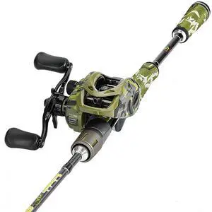 Baitcaster Combo, 30Ton+24Ton Graphite 2-Piece Blanks Casting Fishing Rod,SuperPolymer Handle,S Style Hook Keeper with Camo Baitcasting Reel Baitcaster Combo, 30Ton+24Ton Graphite 2-Piece Blanks Casting Fishing Rod,SuperPolymer Handle,S Style Hook Keeper with Camo Baitcasting Reel