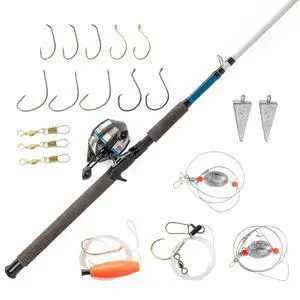 606 Salt Fisher Spincast Reel and Fishing Rod Combo, 7-Foot 2-Piece Telescopic Rod, Size 60 Reel, 19-Piece Eagle Claw Tackle Kit 606 Salt Fisher Spincast Reel and Fishing Rod Combo, 7-Foot 2-Piece Telescopic Rod, Size 60 Reel, 19-Piece Eagle Claw Tackle Kit