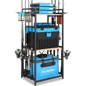 3 Tier Fishing Rod Holder, Fishing Pole Holders for Garage, Fishing Rod Rack Fishing Rod Storage Up to 8 Rods, Fishing Gear Tackle Box Fishing Equipment Organizers, Fishing Gifts for Men 3 Tier Fishing Rod Holder, Fishing Pole Holders for Garage, Fishing Rod Rack Fishing Rod Storage Up to 8 Rods, Fishing Gear Tackle Box Fishing Equipment Organizers, Fishing Gifts for Men