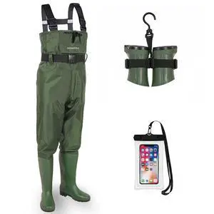 2-Ply Nylon/PVC Waterproof Chest Waders with Boots Lightweight Fishing & Hunting Waders for Men and Women 2-Ply Nylon/PVC Waterproof Chest Waders with Boots Lightweight Fishing & Hunting Waders for Men and Women