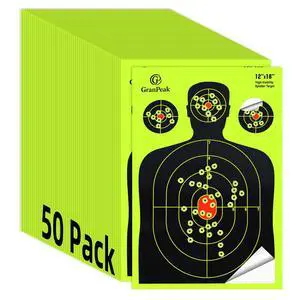 12 x18 inch, Silhouette Splatter Targets, Adhesive Shooting Targets, Shots Burst Bright Fluorescent Yellow, Shooting Target for Shooting Range, Great for All Firearms 12 x18 inch, Silhouette Splatter Targets, Adhesive Shooting Targets, Shots Burst Bright Fluorescent Yellow, Shooting Target for Shooting Range, Great for All Firearms